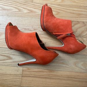 BCBGMaxAzria orange suede platform booties
